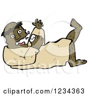Clipart Of A Man Drinking On The Floor Royalty Free Vector Illustration by lineartestpilot