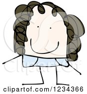 Clipart Of A Doodled Brunette Girl Royalty Free Vector Illustration by lineartestpilot
