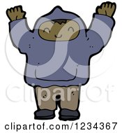 Clipart Of A Black Man Holding His Hands Up Royalty Free Vector Illustration by lineartestpilot