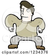 Clipart Of A Man Crouching Royalty Free Vector Illustration
