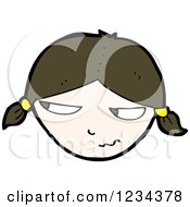 Clipart Of A Suspicious Brunette Girl Royalty Free Vector Illustration by lineartestpilot