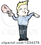 Clipart Of A Man With A Coffee Cup Royalty Free Vector Illustration by lineartestpilot