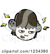 Clipart Of A Brunette Girl Wearing Headphones Royalty Free Vector Illustration by lineartestpilot