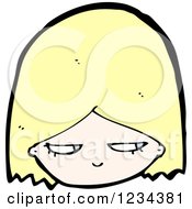 Clipart Of A Suspicious Blond Girl Royalty Free Vector Illustration by lineartestpilot
