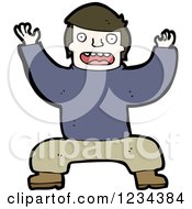 Clipart Of A Man Crouching And Cheering Royalty Free Vector Illustration