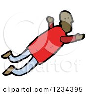 Clipart Of A Black Man Flying Royalty Free Vector Illustration by lineartestpilot