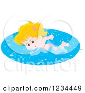 Poster, Art Print Of White Girl Swimming Laps In A Pool