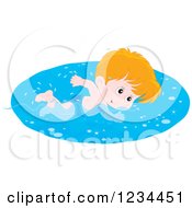 Poster, Art Print Of White Boy Swimming Laps In A Pool