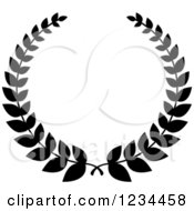 Clipart Of A Black And White Laurel Wreath 9 Royalty Free Vector Illustration