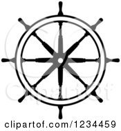 Black And White Nautical Ship Helm Steering Wheel