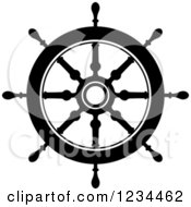 Poster, Art Print Of Black And White Nautical Ship Helm Steering Wheel 4