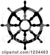 Poster, Art Print Of Black And White Nautical Ship Helm Steering Wheel 5