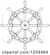 Poster, Art Print Of Black And White Nautical Ship Helm Steering Wheel 6