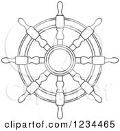 Poster, Art Print Of Black And White Nautical Ship Helm Steering Wheel 7