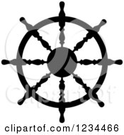 Poster, Art Print Of Black And White Nautical Ship Helm Steering Wheel 8