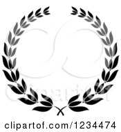 Clipart Of A Black And White Laurel Wreath 8 Royalty Free Vector Illustration