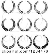 Clipart Of Black And White Laurel Wreaths Royalty Free Vector Illustration
