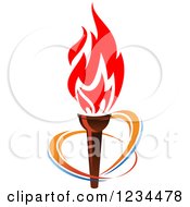 Clipart Of A Flaming Torch And Rings 3 Royalty Free Vector Illustration