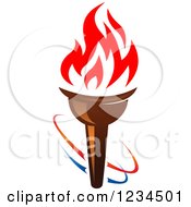 Clipart Of A Flaming Torch And Rings Royalty Free Vector Illustration