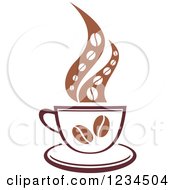 Poster, Art Print Of Brown Cafe Coffee Cup With Bean Steam