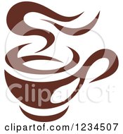 Clipart Of A Brown Cafe Coffee Cup With Steam 21 Royalty Free Vector Illustration