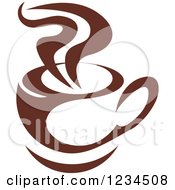 Clipart Of A Brown Cafe Coffee Cup With Steam 22 Royalty Free Vector Illustration