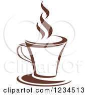 Poster, Art Print Of Brown Cafe Coffee Cup With Steam 3