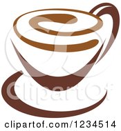 Poster, Art Print Of Brown Cafe Coffee Cup With A Swirl On The Surface