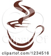 Clipart Of A Brown Cafe Coffee Cup With Steam 10 Royalty Free Vector Illustration