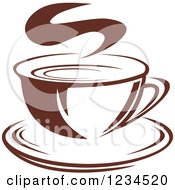 Clipart Of A Brown Cafe Coffee Cup With Steam 14 Royalty Free Vector Illustration