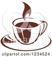 Clipart Of A Brown Cafe Coffee Cup With Steam 18 Royalty Free Vector Illustration
