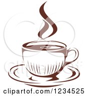 Poster, Art Print Of Brown Cafe Coffee Cup With Steam 19