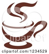 Clipart Of A Brown Cafe Coffee Cup With Steam 28 Royalty Free Vector Illustration