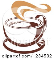 Poster, Art Print Of Brown Cafe Coffee Cup With Steam 31