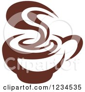 Clipart Of A Brown Cafe Coffee Cup With Steam 34 Royalty Free Vector Illustration