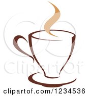 Clipart Of A Brown Cafe Coffee Cup With Steam 35 Royalty Free Vector Illustration