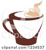 Clipart Of A Brown Cafe Coffee Cup With Steam 36 Royalty Free Vector Illustration