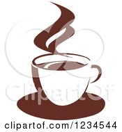 Clipart Of A Brown Cafe Coffee Cup With Steam 47 Royalty Free Vector Illustration