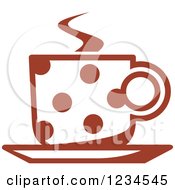 Poster, Art Print Of Brown Polka Dot Cafe Coffee Cup With Steam