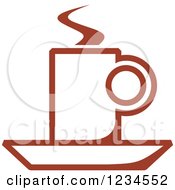 Clipart Of A Brown Cafe Coffee Cup With Steam 44 Royalty Free Vector Illustration