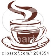 Poster, Art Print Of Brown Cafe Coffee Cup With Steam 24