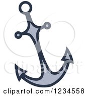 Clipart Of A Blue Nautical Anchor 3 Royalty Free Vector Illustration