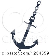 Clipart Of A Blue Nautical Anchor And Chain 3 Royalty Free Vector Illustration