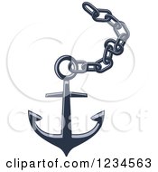 Poster, Art Print Of Blue Nautical Anchor And Chain 2