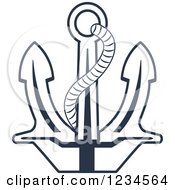 Clipart Of A Blue Nautical Anchor And Rope 2 Royalty Free Vector Illustration