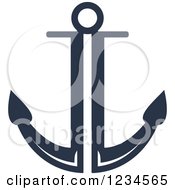 Clipart Of A Blue Nautical Anchor 2 Royalty Free Vector Illustration