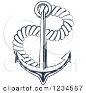 Poster, Art Print Of Blue Nautical Anchor And Rope