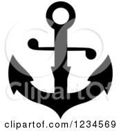 Clipart Of A Black And White Nautical Anchor 14 Royalty Free Vector Illustration