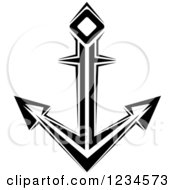 Clipart Of A Black And White Nautical Anchor 10 Royalty Free Vector Illustration