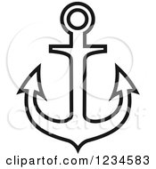 Clipart Of A Black And White Nautical Anchor 16 Royalty Free Vector Illustration
